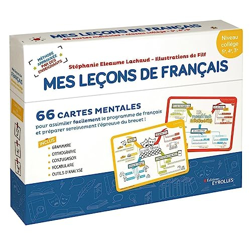 Mes leçons de français niveau collège 5e, 4e, 3e : 66 cartes mentales pour assimiler facilement le p