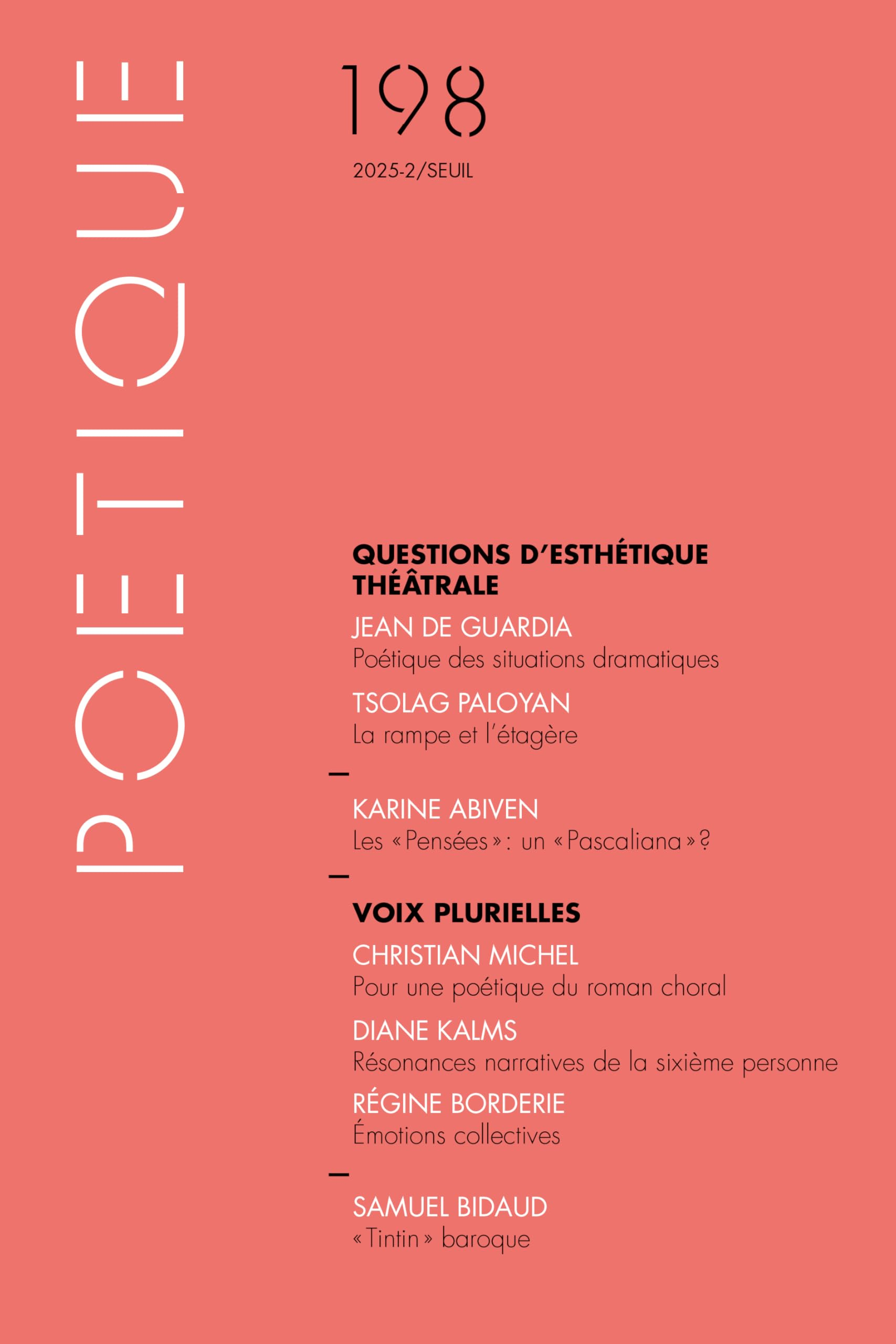 Poétique, n° 198. Questions d'esthétique théâtrale. Voix plurielles