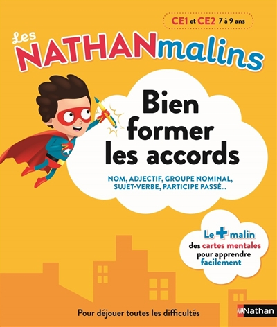 Bien former les accords, CE1 et CE2, 7 à 9 ans : nom, adjectif, groupe nominal, sujet-verbe, partici