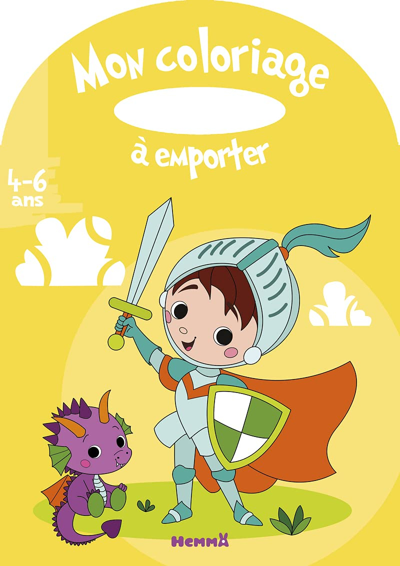 Mon coloriage à emporter, 4-6 ans : chevalier et dragon