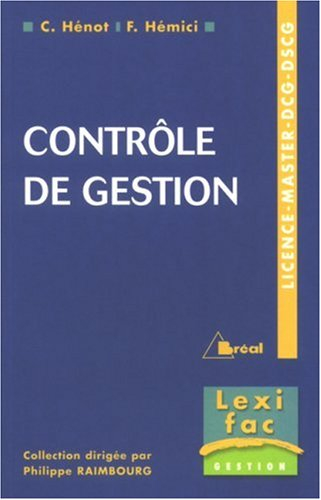 Contrôle de gestion : licence, master, DCG, DSCG