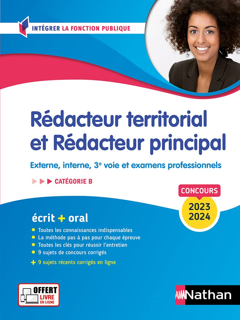 Rédacteur territorial et rédacteur principal, concours 2023-2024 : catégorie B, externe, interne, 3e