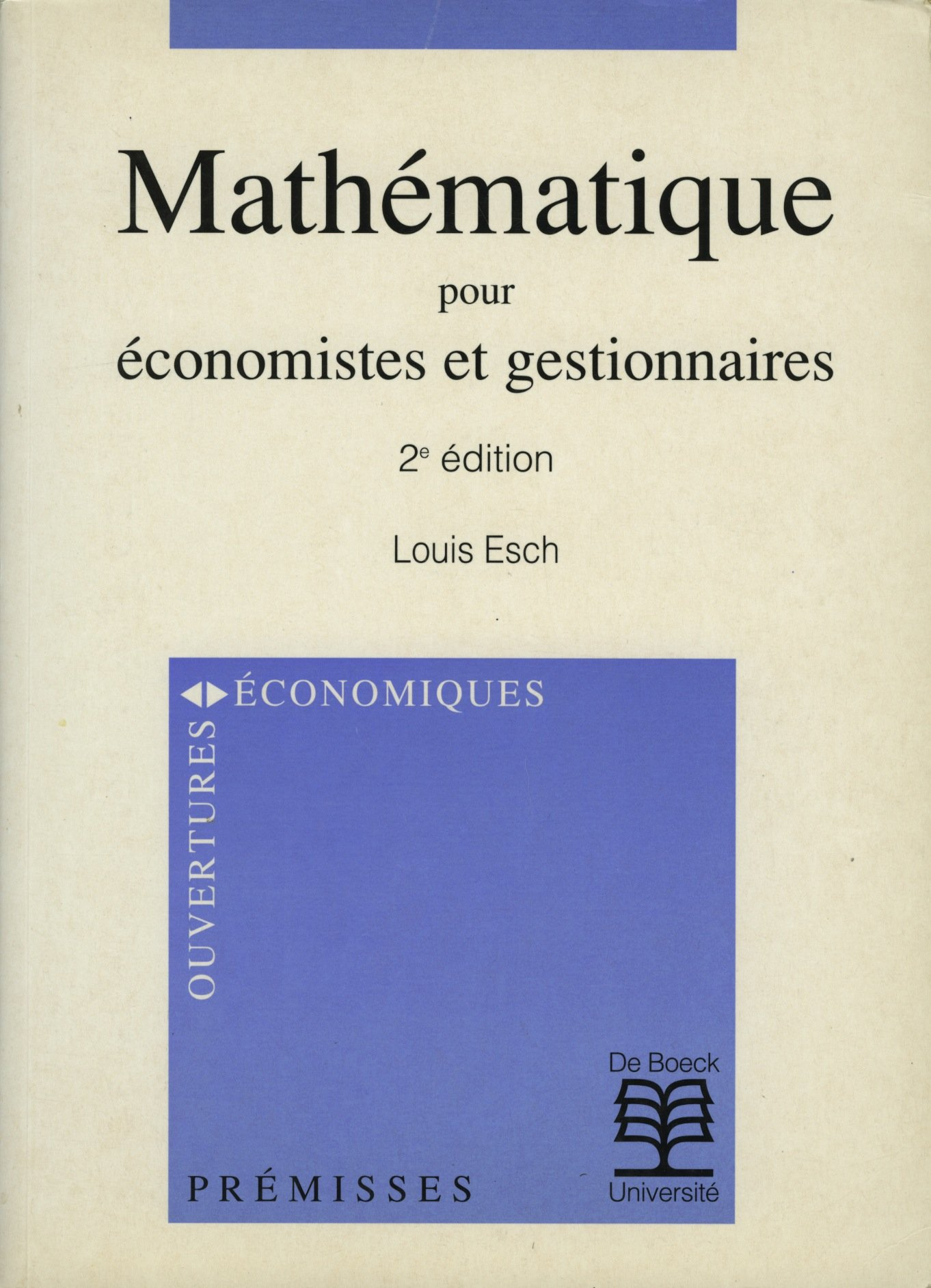 Mathématique pour économistes et gestionnaires