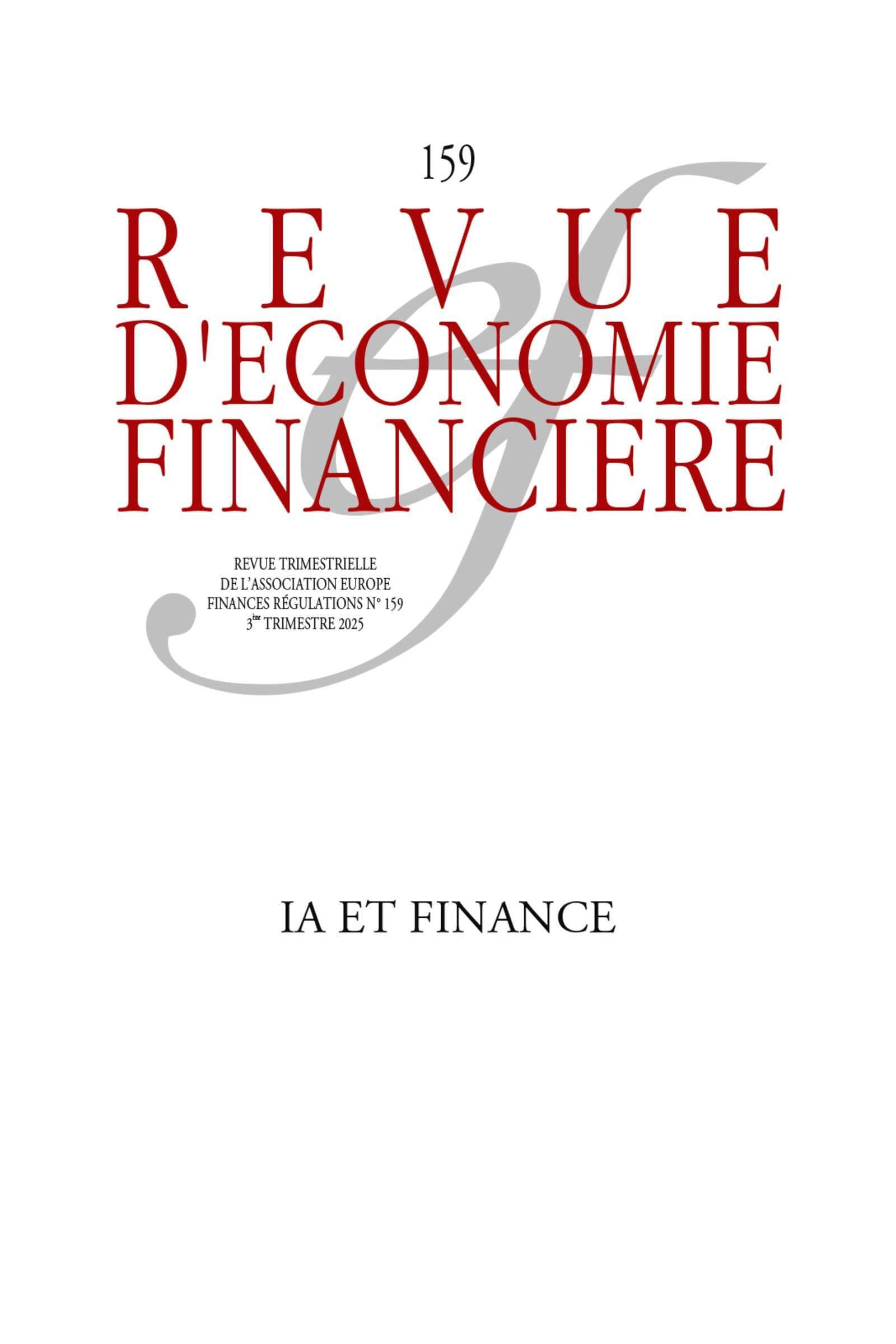 Revue d'économie financière, n° 159. La finance à l'ère de l'intelligence artificielle