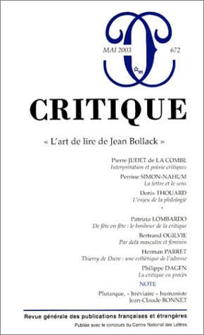 Critique, n° 672. L'art de lire de Jean Bollack