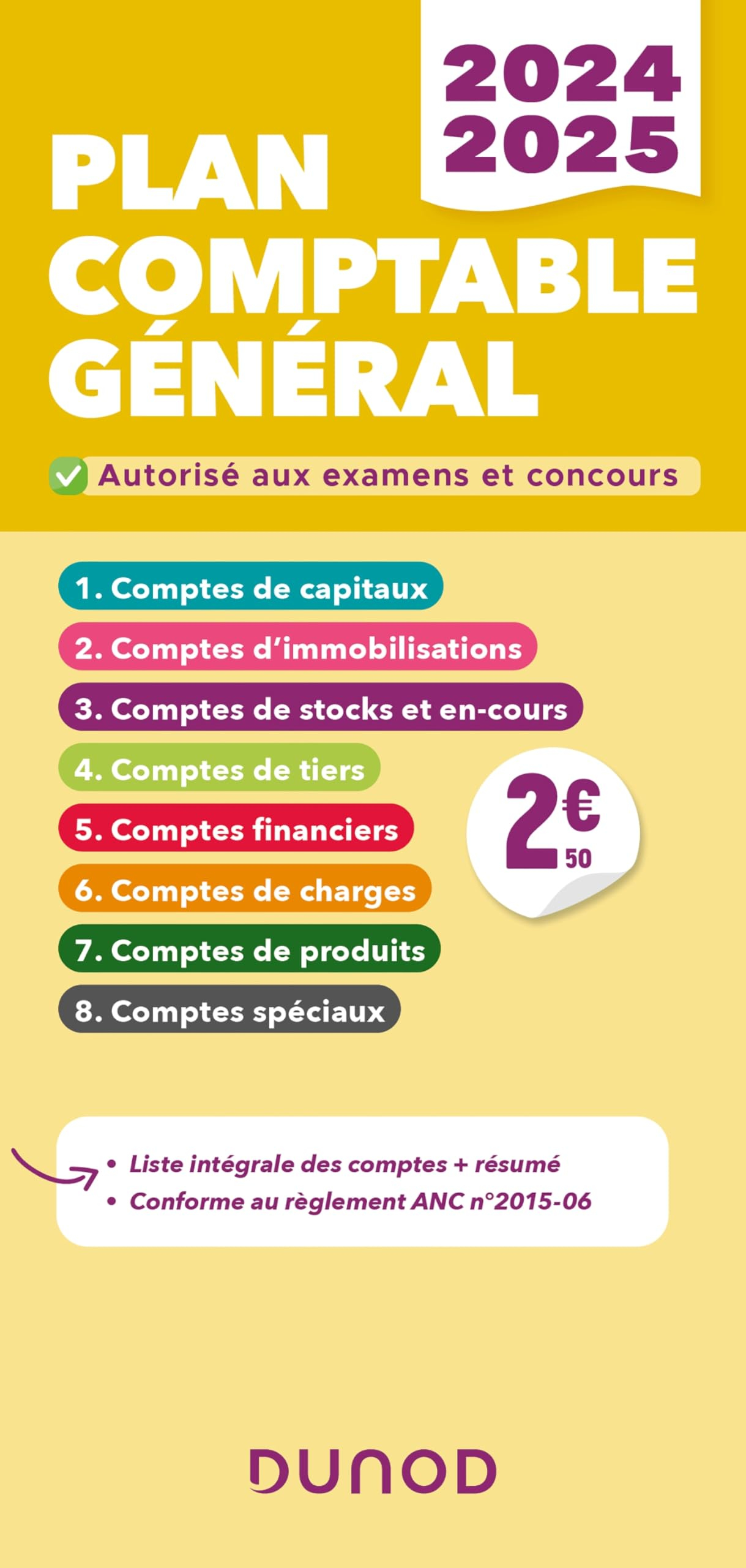 Plan comptable général 2024-2025 : liste intégrale des comptes + résumé, conforme au règlement ANC n