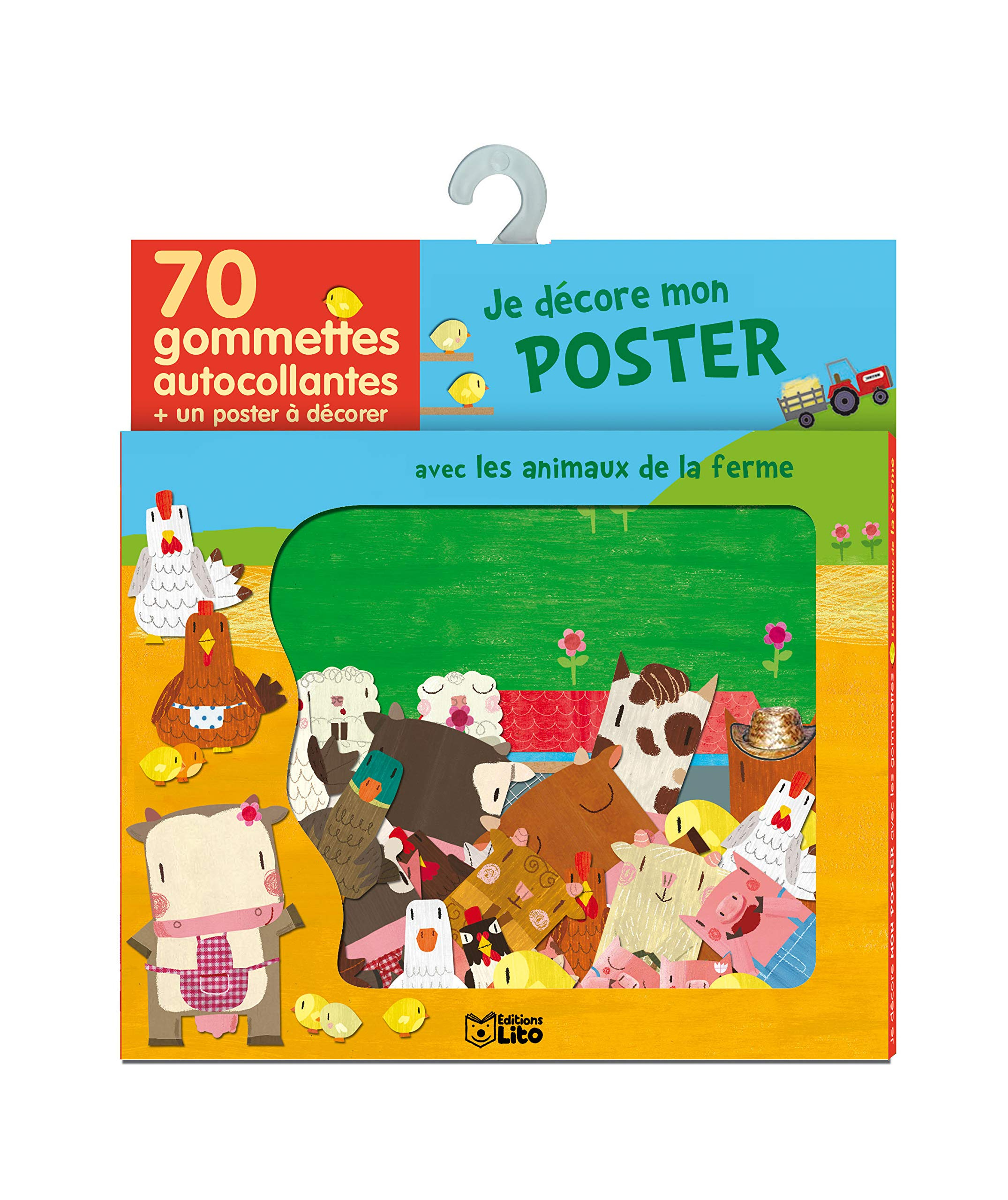 Je décore mon poster avec les animaux de la ferme : 70 gommettes autocollantes + un poster à décorer