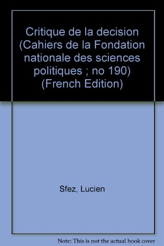 critique de la décision, deuxième édition, 1976