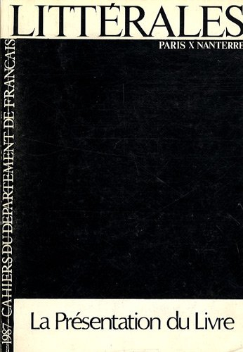 Littérales, n° 2. La Présentation du livre : actes