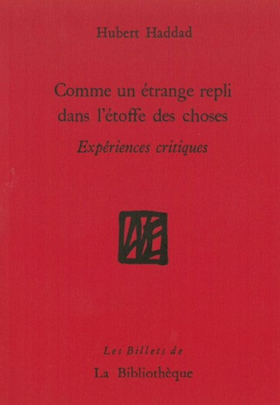 Comme un étrange repli dans l'étoffe des choses : expériences critiques