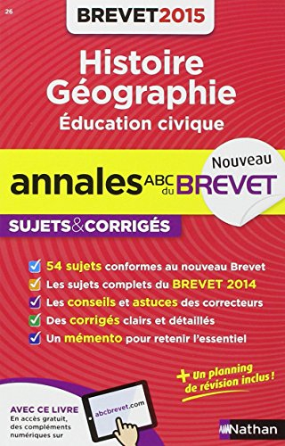 Histoire géographie, éducation civique 3e : brevet 2015