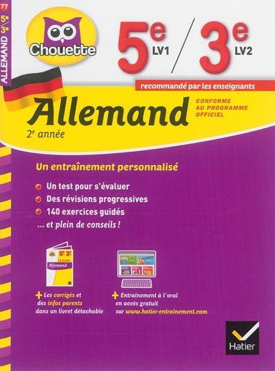 Allemand 2e année, 5e LV1, 3e LV2