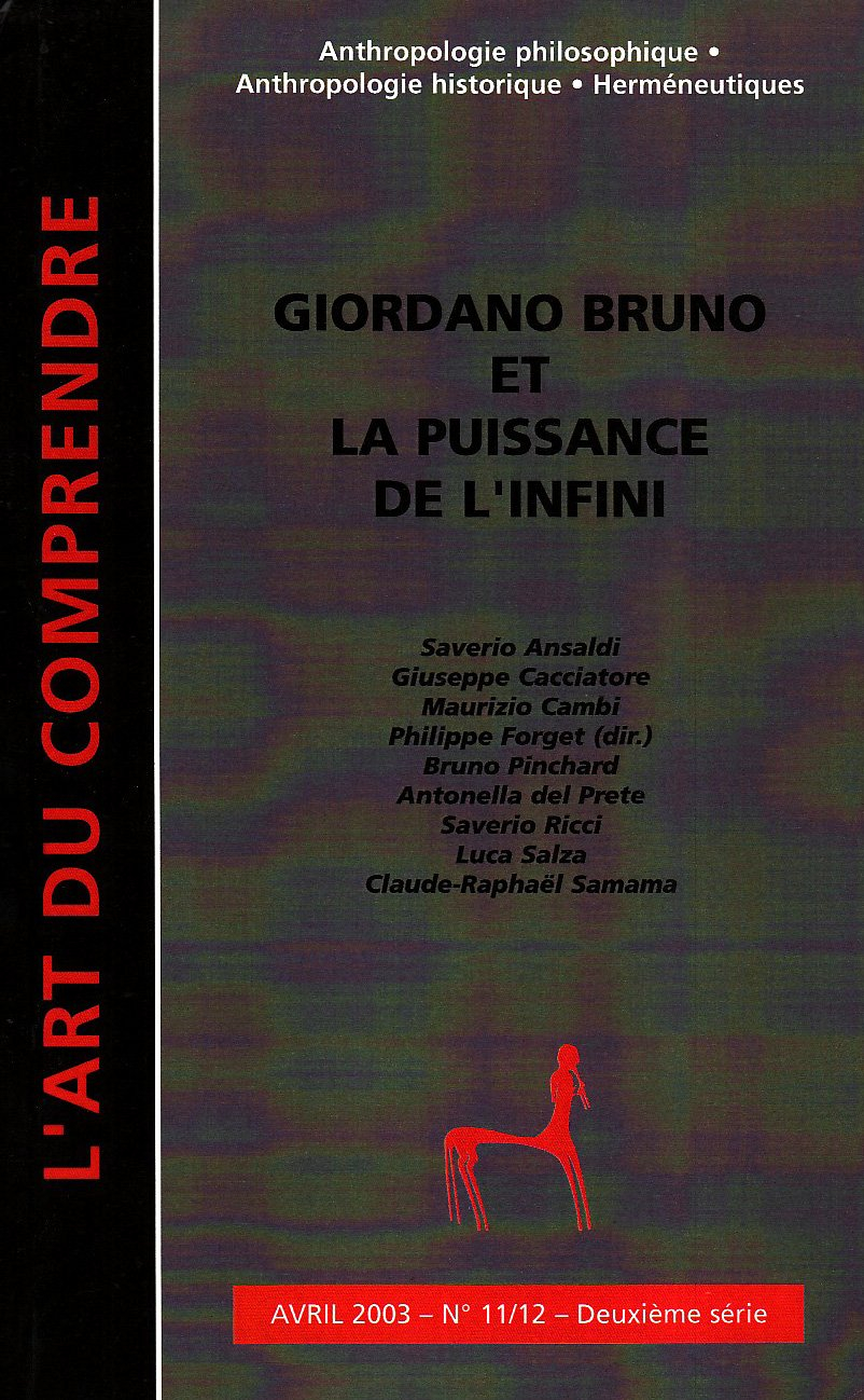 Art du comprendre (L'), deuxième série, n° 11-12. Giordano Bruno et la puissance de l'infini