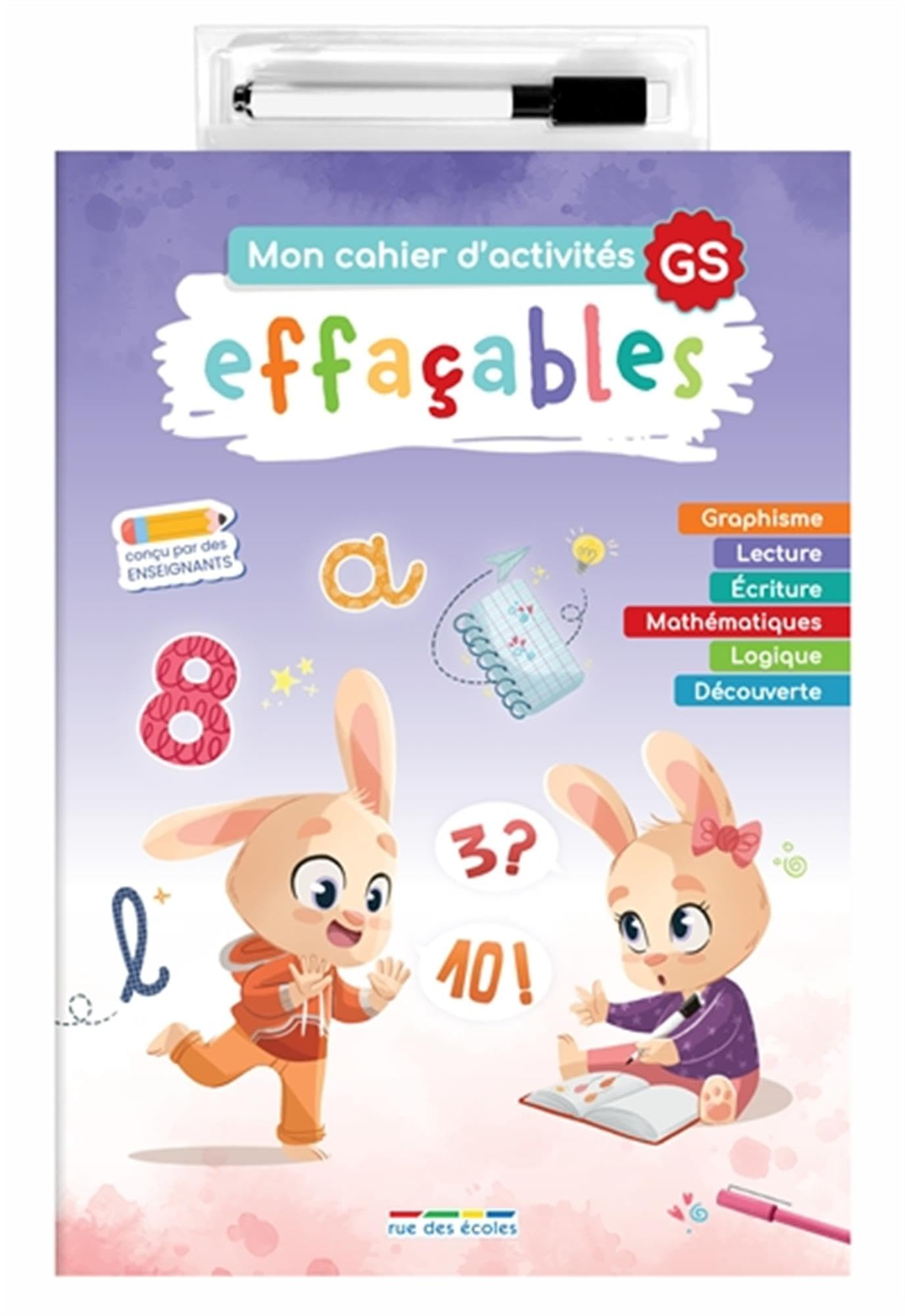 Mon cahier d'activités effaçables, GS : graphisme, lecture, écriture, mathématiques, logique, découv