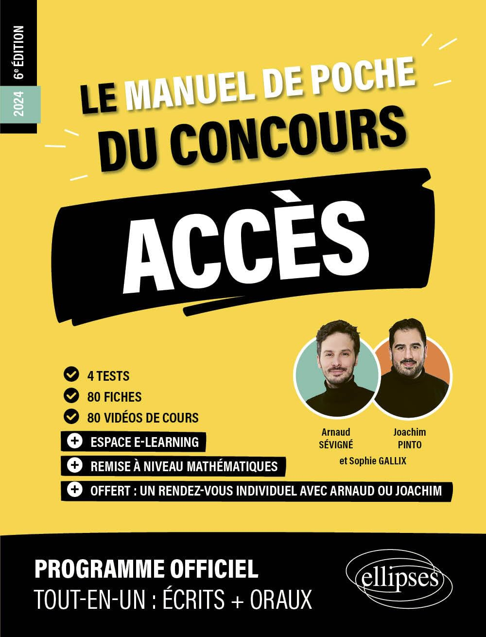 Le manuel de poche du concours Accès 2024 : 4 tests, 80 fiches, 80 vidéos de cours : programme offic