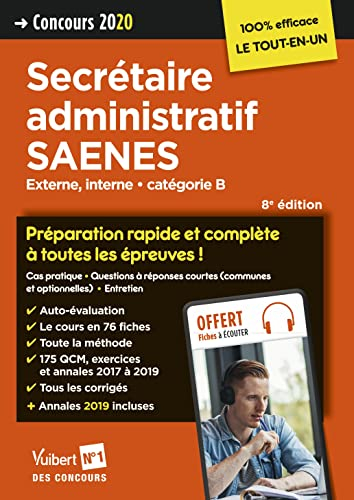 Secrétaire administratif SAENES : concours externe et interne, catégorie B : concours 2020