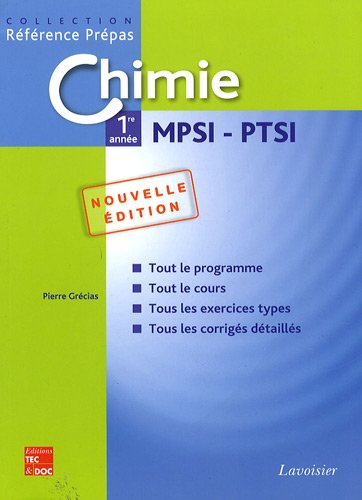 Chimie 1re année MPSI, PTSI