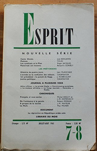 esprit n, 7-8 de juillet-aout 1961