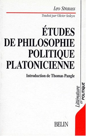 Etudes de philosophie politique platonicienne