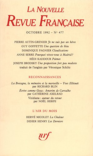Nouvelle revue française, n° 477