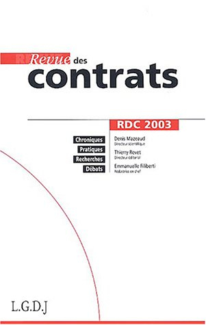 Revue des contrats, n° 1