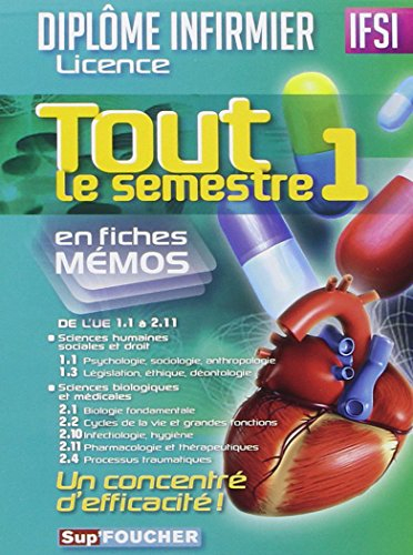Diplôme infirmier licence IFSI, tout le semestre 1 en fiches mémos : de l'UE 1.1 à 2.4