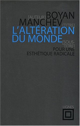 L'altération du monde : pour une esthétique radicale