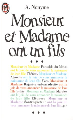 Monsieur et madame ont un fils. Vol. 1