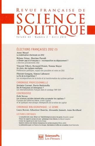 Revue française de science politique, n° 63-2