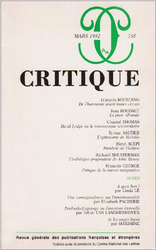 revue critique, numéro 538