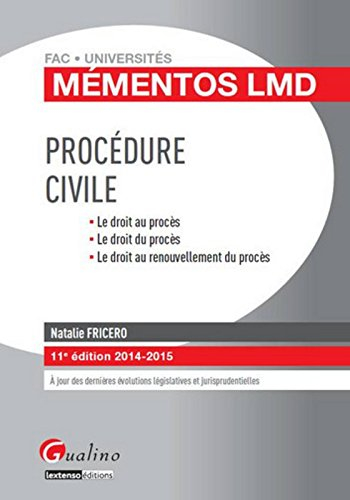 Procédure civile : le droit au procès, le droit du procès, le droit au renouvellement du procès : 20