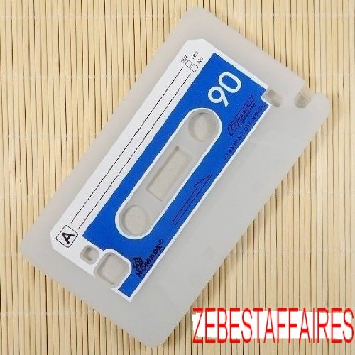 Coque housse etui protection silicone TRANSAPARENT BLEU GALAXY NOTE I9220 N7000 K7 CASSETTE TAPE RET