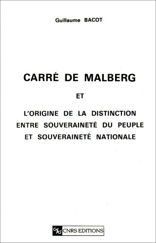 Carré de Malberg et l'origine de la distinction entre souveraineté du peuple et souveraineté nationa