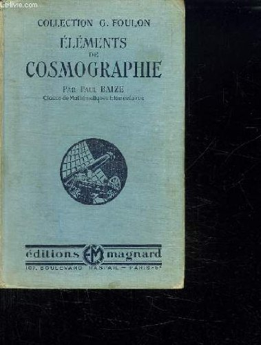 elements de cosmographie. classe de mathematiques elementaire. programme du 30 avril 1931.