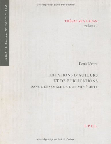 Citations d'auteurs et de publications dans l'ensemble de l'oeuvre écrite