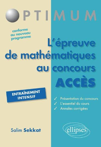 L'épreuve de mathématiques au concours Accès