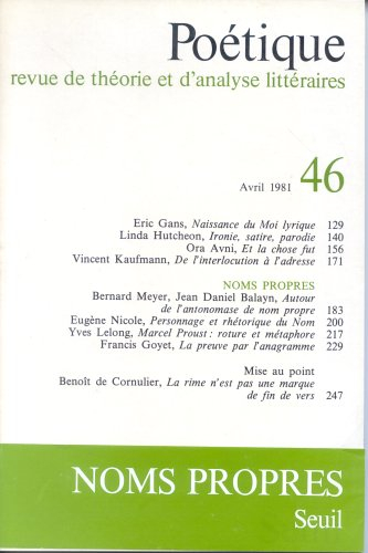 Poétique, n° 46. Noms propres