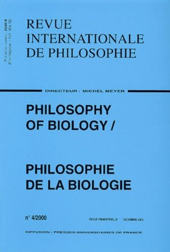 Revue internationale de philosophie, n° 214. Philosophie de la biologie. Philosophy of biology