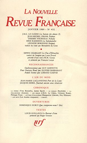 Nouvelle revue française, n° 432