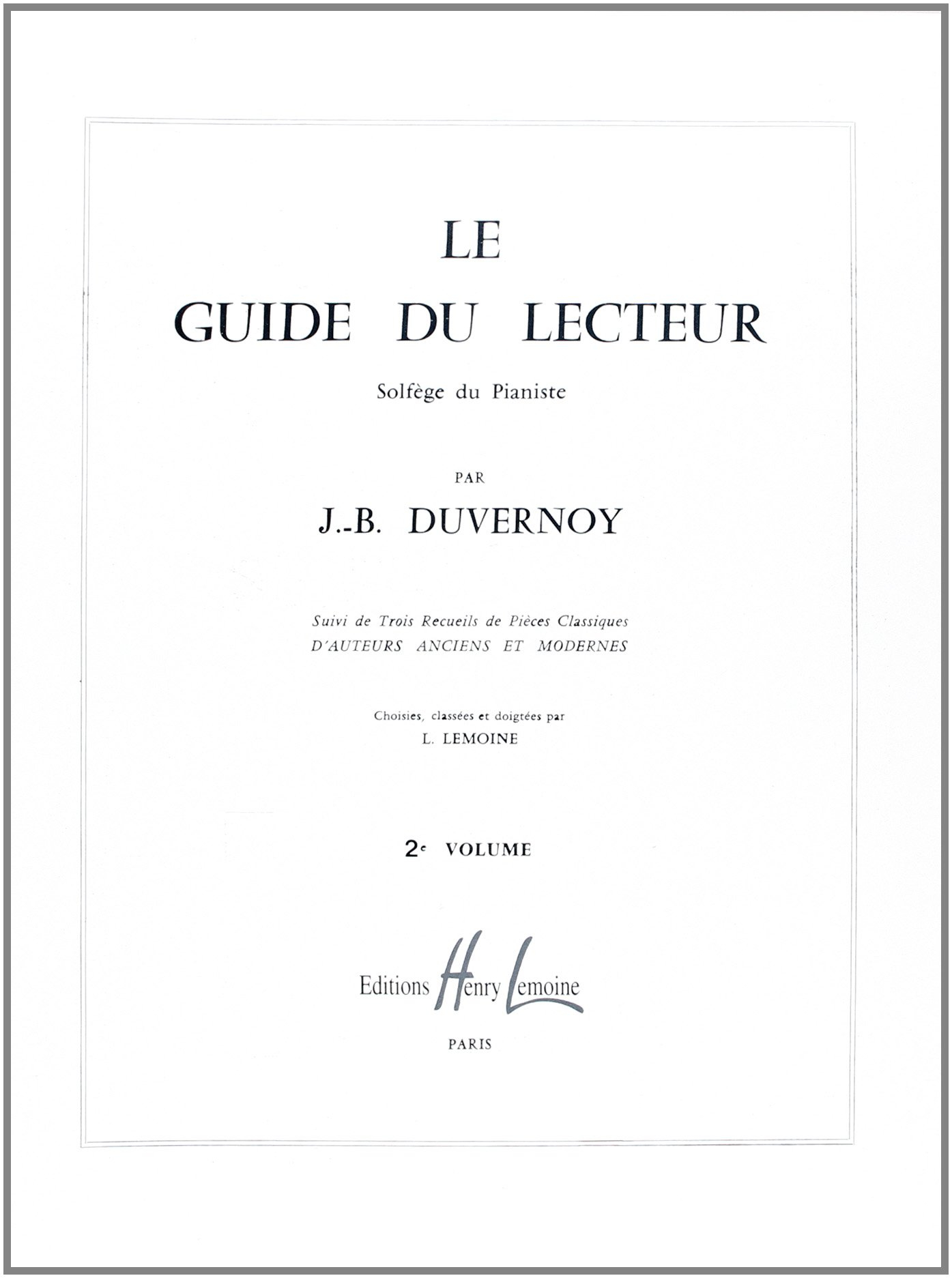 Guide du lecteur Volume 2