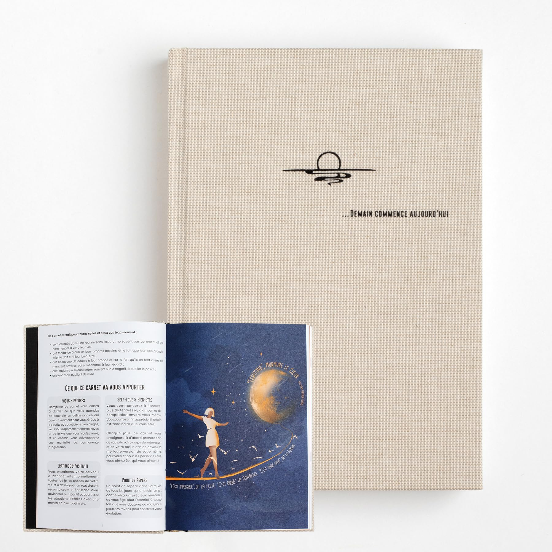 Carnet guidé bien-être, pour une vie épanouie et équilibrée "Demain commence aujourd'hui"