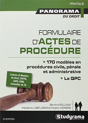 Formulaire d'actes de procédure : 170 modèles en procédures civile, pénale et administrative
