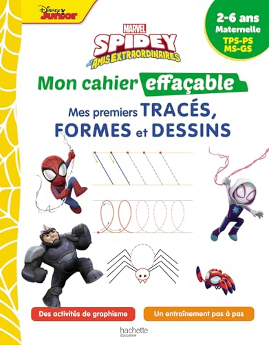 Spidey et ses amis extraordinaires : mon cahier effaçable, mes premiers tracés, formes et dessins : 