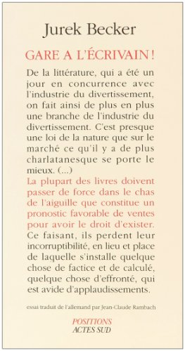 Gare à l'écrivain ! : leçons de Francfort