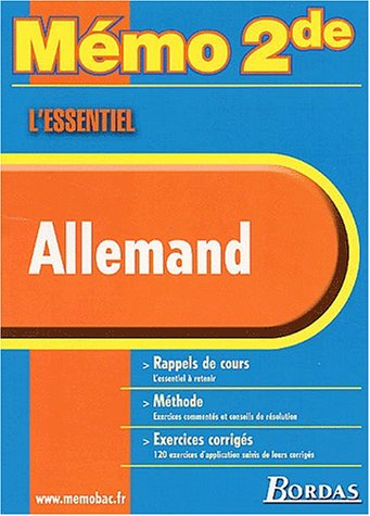 MEMO ESSENTIEL ALLEMAND 2NDE (Ancienne Edition)