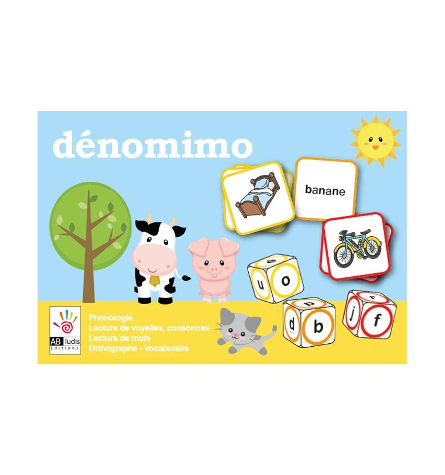 Dénomimo : phonologie, lecture de voyelles, consonnes, lecture de mots, orthographe, vocabulaire