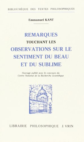 Remarques touchant les Observations sur le sentiment du beau et du sublime