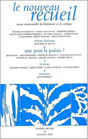 Nouveau recueil (Le), n° 63. Que peut la poésie ?