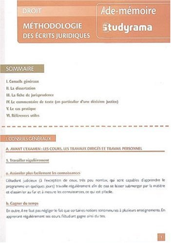 Méthodologie des écrits juridiques