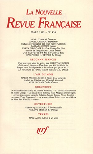 Nouvelle revue française, n° 434